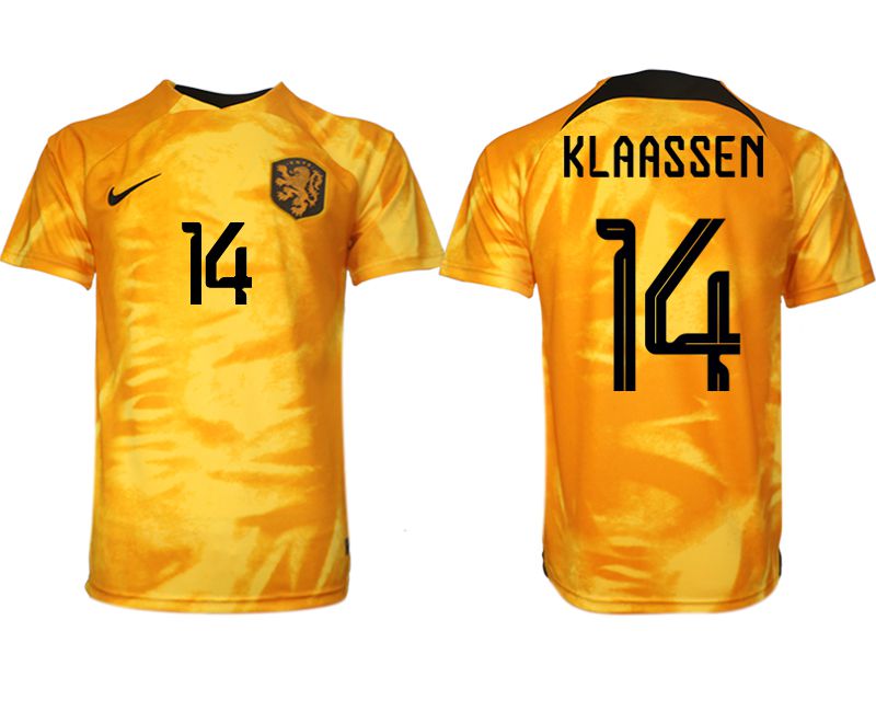 Men 2022 World Cup National Team Netherlands home aaa version yellow #14 Soccer Jerseys->->Soccer Country Jersey